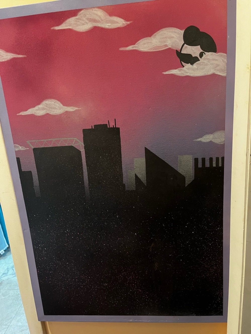 City Skyline Wall Art in Pink and Black. Natty Boh skyline.
